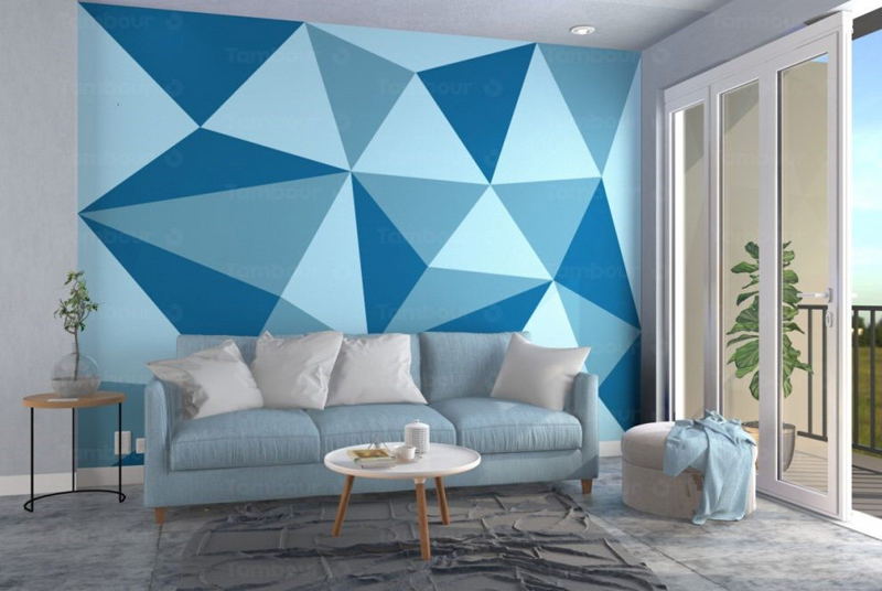 Trang trí vách tường phòng khách bằng sơn màu